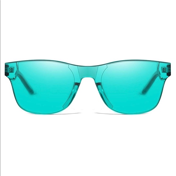 Rimless Wayfarer Sunglasses Retro Blue Classic NEW - Picture 3 of 5
